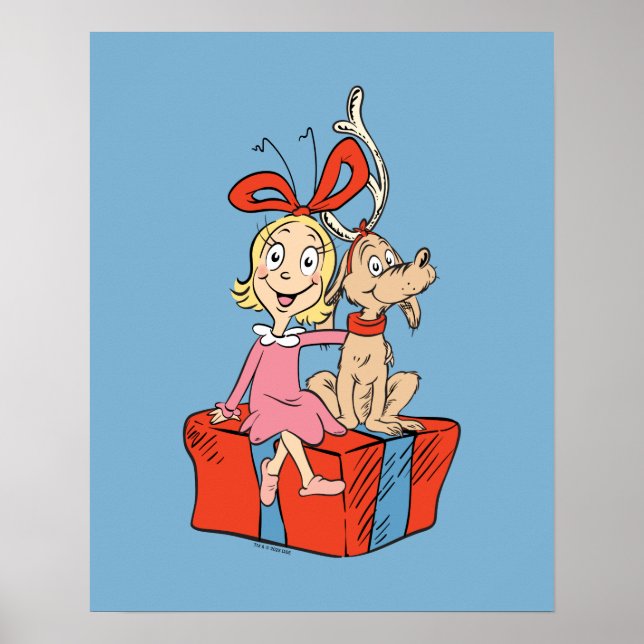 Poster Cindy Lou Who and Max on a Present (Frente)