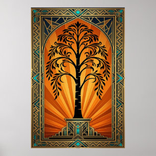 Poster Cine Clapboard Corrida Art Déco Dourado