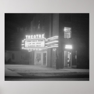 Pôster Cinema à Noite, 1941. Foto Antiga