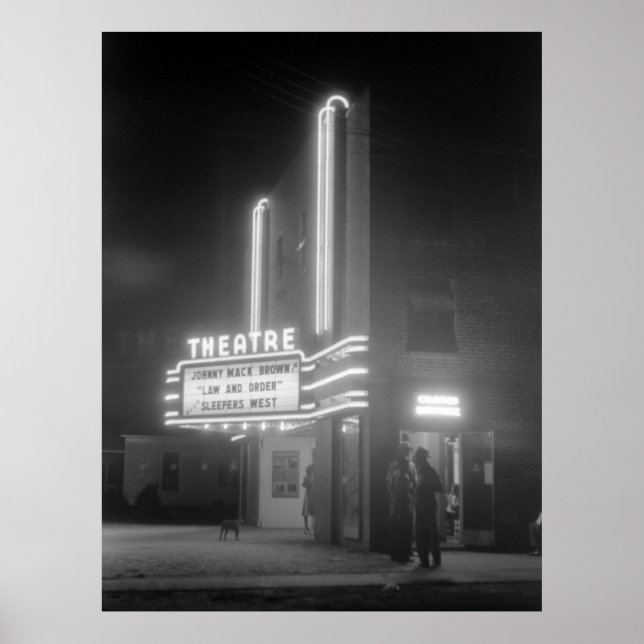 Pôster Cinema à noite, Greensboro, Georgia 1940 (Frente)