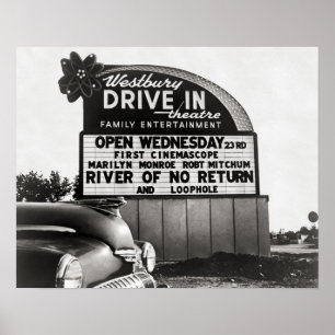 Poster Cinema Drive-In, 1954. Foto Antiga