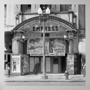 Pôster Cinema Empress, 1939. Foto Antiga