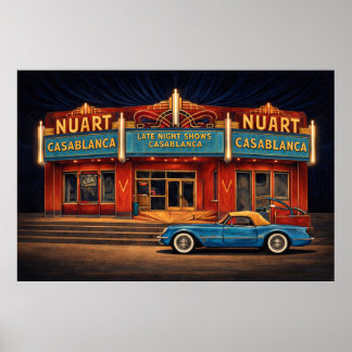 Poster Cinema Nuart com um Corvette de ’54