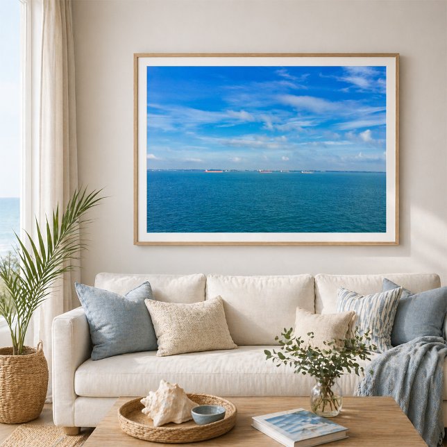 Poster Cingapura - Rota de Transporte com Navios de Carga (Criador carregado)