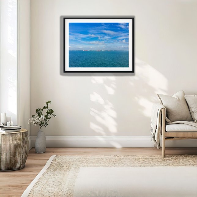 Poster Cingapura - Rota de Transporte com Navios de Carga (Criador carregado)