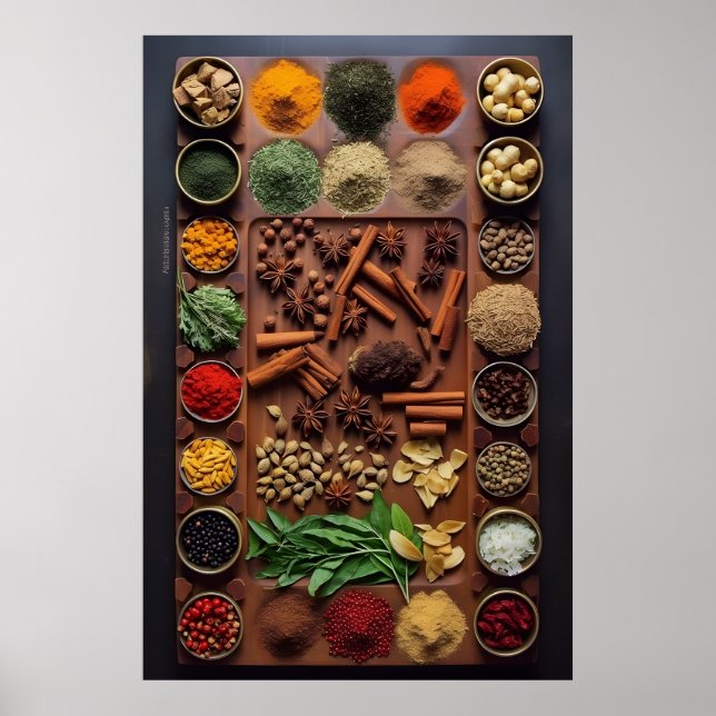 Poster Cinnamon e Cama Spice Kitchen Wall Art (Frente)