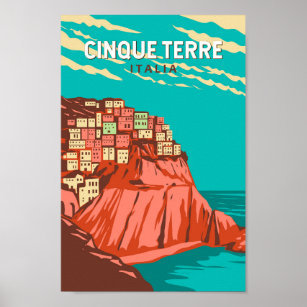 Poster Cinque Terre Itália Viagem Art Vintage