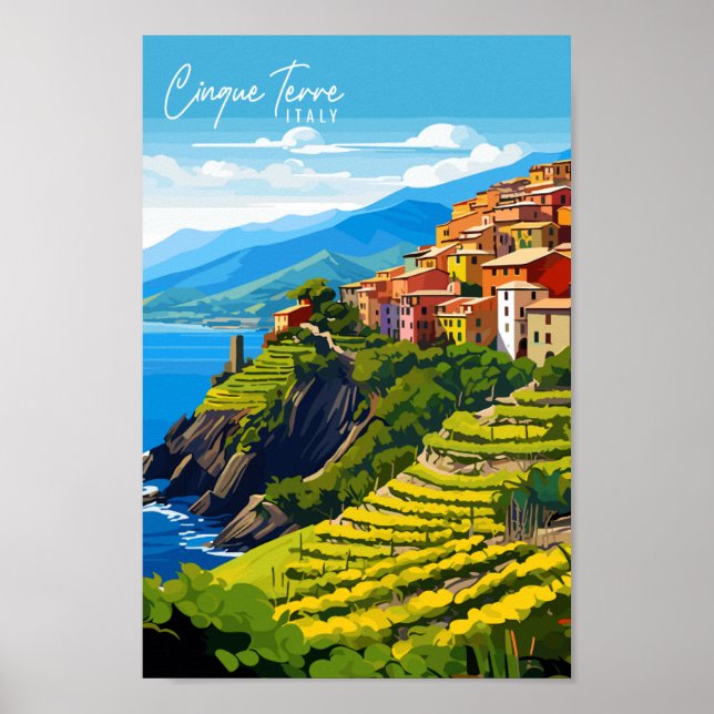 Poster Cinque Terre Itália - viagens vintage (Frente)
