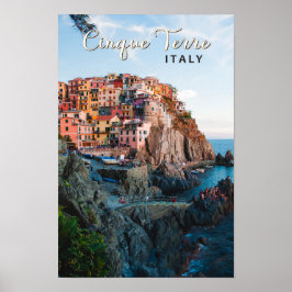 Poster Cinque Terre Italy Watercolor Vintage