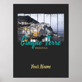 Poster Cinque Terre Manarola Riomaggiore Vintage italiano