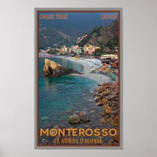 Pôster Cinque Terre - praia de Monterosso da manhã