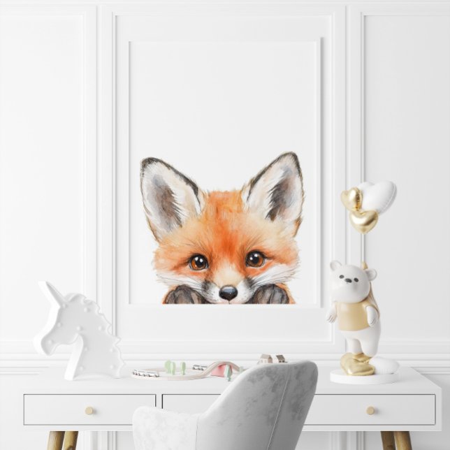 Poster Cinto-d-água Cinto Bebê Raposa Enfermeira Decor (Cute Watercolor Baby Fox Nursery Decor)