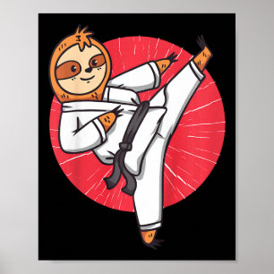 Poster Cinto Preto de Karatê Infantil Preguiça Piada Arte