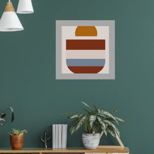 Poster cinza abstrato bordo cores naturais