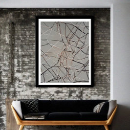 Poster Cinza Abstrato linear de ouro moderno