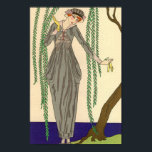 Pôster Cinza Art Deco Taffeta Gown Ilustração<br><div class="desc">Estilo Art Deco Ilustração de George Barbier de uma Jovem vestindo uma Cinza Taffeta Gown ao lado de uma árvore salgueira. George Barbier 1882 - 1932 foi um dos ilustradores franceses excelentes do início do século 20. Ele é bem conhecido por suas comissões de design, teatro e fantasias de balé,...</div>