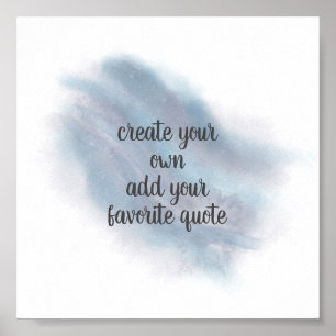 Poster cinza azul de aquarela adiciona aspas 