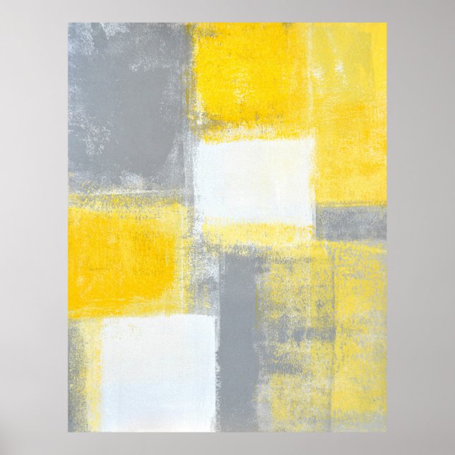 Pôster cinza 'Battlefield' e Abstrato-arte amarela (Frente)