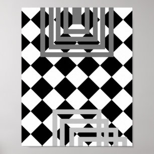 Poster Cinza branco preto geométrico abstrato