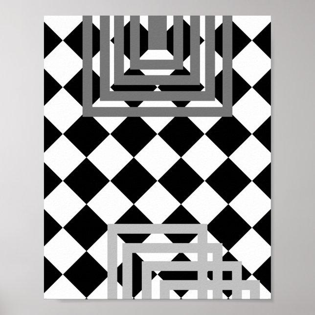 Poster Cinza branco preto geométrico abstrato (Frente)