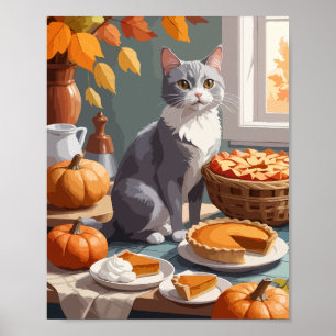 Poster Cinza com torta de abóbora