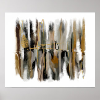 Poster Cinza de Arte de Parede Abstrato original preto br
