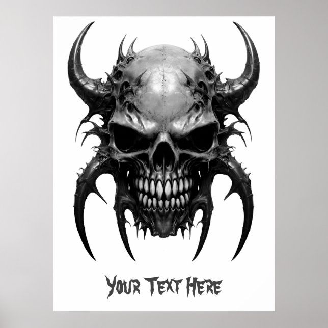 Poster Cinza de Caveira Espimentada personalizada (Frente)