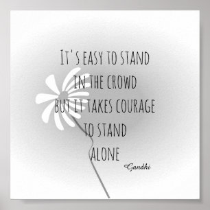 Poster cinza de citação motivadora de Gandhi e branco