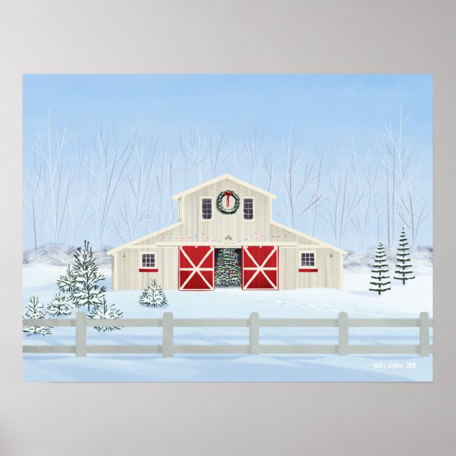 Poster Cinza de Natal Branca de inverno (Frente)