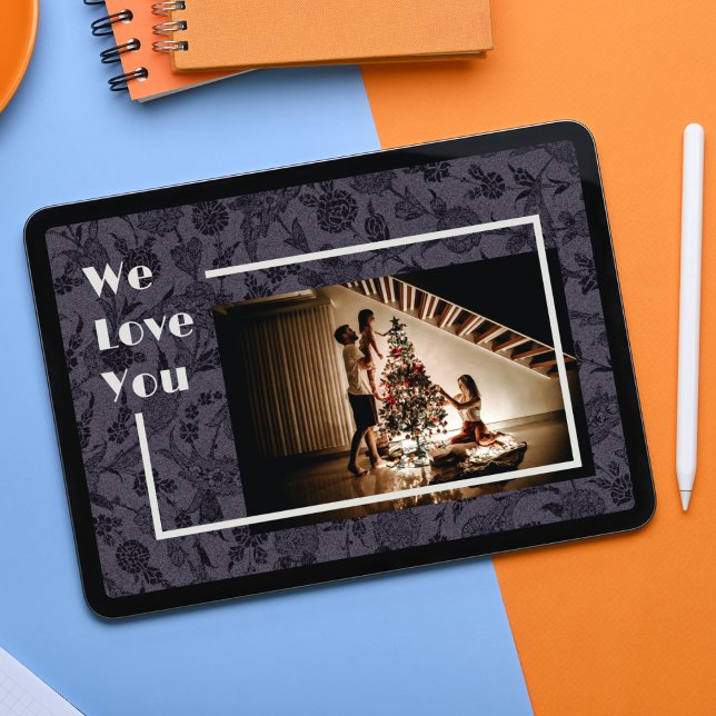 Pôster Cinza de Texto de Foto Personalizada da Família Fl (Criador carregado)