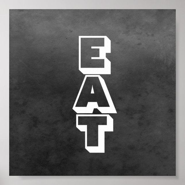 Poster cinza de tipografia da cozinha e branco (Frente)