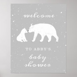 Poster Cinza de Urso Polar de Mama Bem-vindo