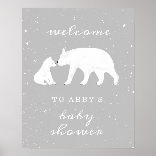 Poster Cinza de Urso Polar de Mama Bem-vindo (Frente)