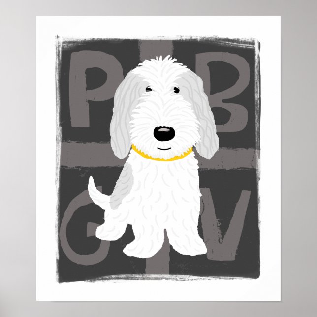 Pôster Cinza e Branco PBGV (Frente)