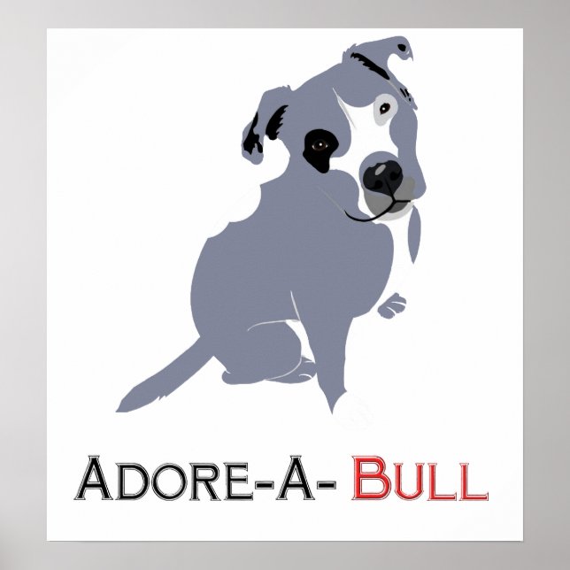 Pôster Cinza e pitinho branco Adore-a-Bull (Frente)