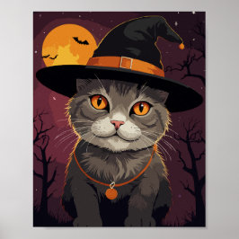 Poster Cinza hallowen cat