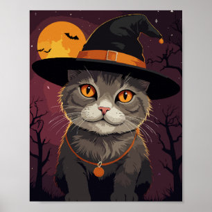 Poster Cinza hallowen cat