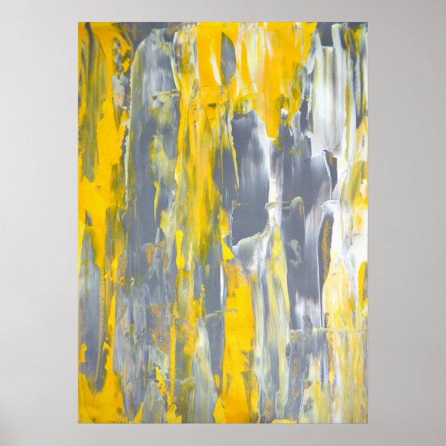 Poster cinza 'Instigate' e Arte Abstrato amarela (Frente)