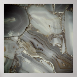 Poster Cinza Marble com Veia Dourada