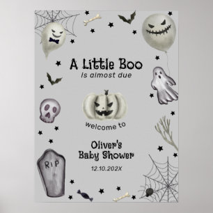 Poster Cinza moderno Chá de fraldas fantasma