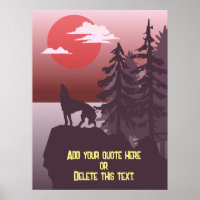Cinza personalizável Wolf Howling Red Sunset