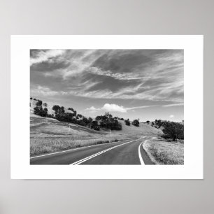 Poster Cinza Road California Black and White Photoics