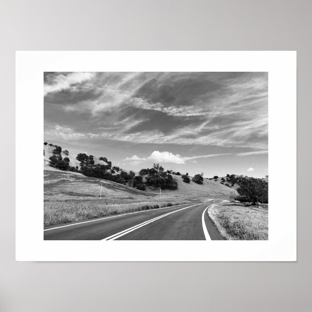 Poster Cinza Road California Black and White Photoics (Frente)