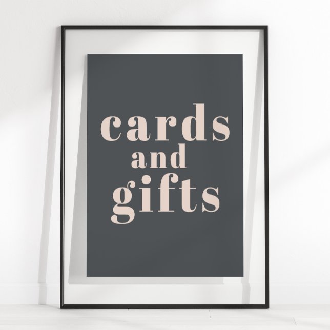 Poster Cinza Rosa Cartões de Chá de fraldas com Tipografi (Criador carregado)