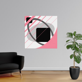 Poster Cinza Rosa Moderna, Preta e Esbranquiçada