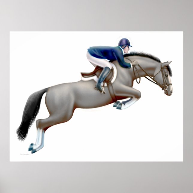 Pôster Cinza Show Jumping Horse (Frente)