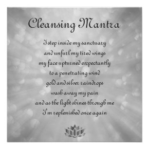 Pôster Cinza, Silver Cleansing Mantra Poem Art design