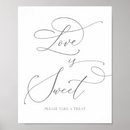 Poster Cinza Silver Minimalista Love é doce Bar de desert