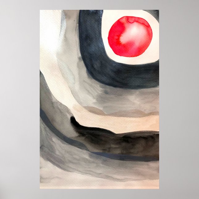 Poster Cinza solar e arte moderna abstrato negra (Frente)