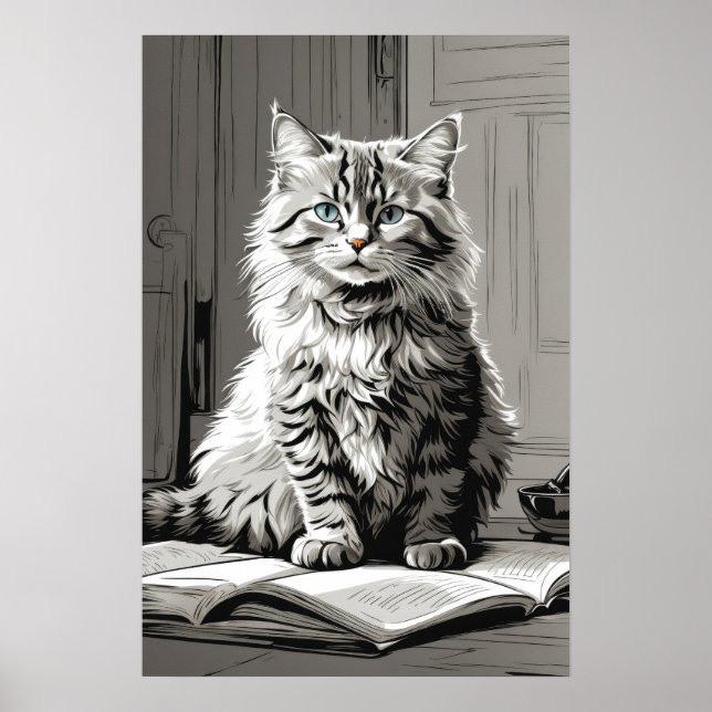 Poster Cinza Tabby Cat (Frente)